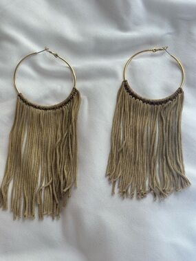 Gold Fringe Hoop Earrings - Women's Jewelry
